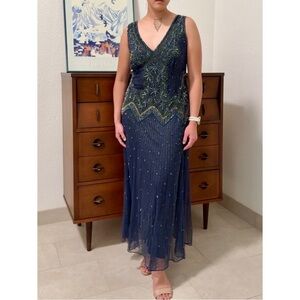 Pisarro Nights Navy Beaded Maxi Dress